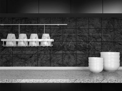 Панель для ванны на стену с рисунком Мрамор антрацит 10*10 см фото