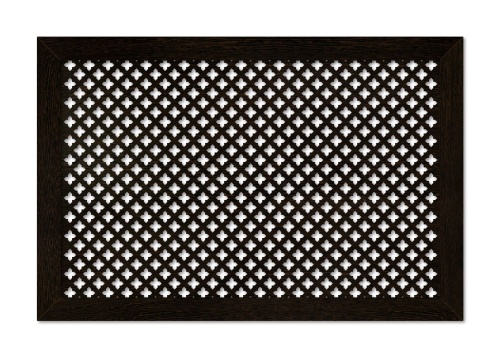 Декоративный экран для радиатора отопления Готико Венге 900х600 мм фото в интерьере