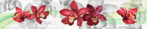 Панель АБС фартук Красные орхидеи 600 мм (длина 3 м)