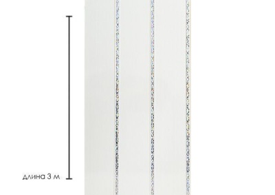 Потолочные панели с рисунком Элегия белая трехсекционная 3000х240х8 мм фото