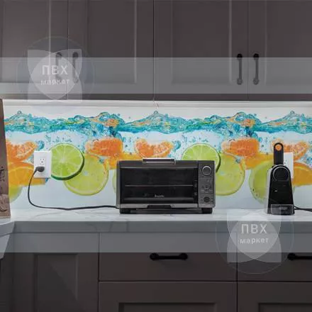 Кухонный фартук АБС Фрукты в бокалах 2 метра