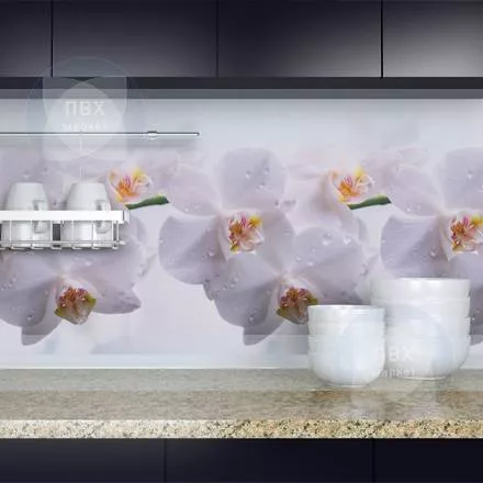 Фартук для кухни из пластика с орхидеями