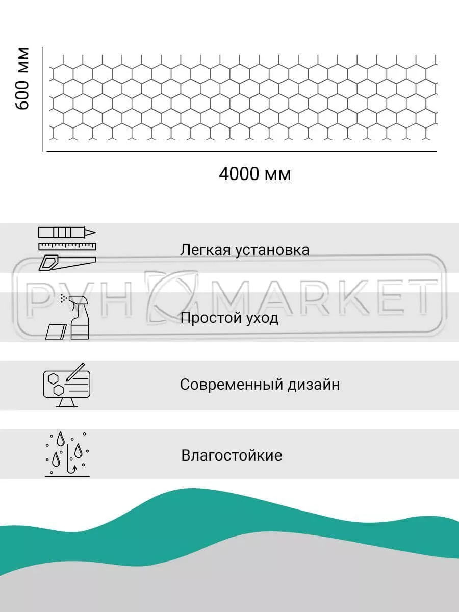 Фартук на кухню из пластика соты 600 мм (длина 4 м) купить в СПб ☎  +7(904)602-86-26.