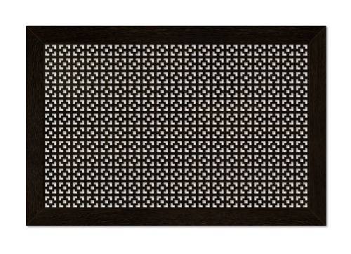 Декоративный экран для радиатора отопления Дамаско Венге 900х600 мм фото в интерьере